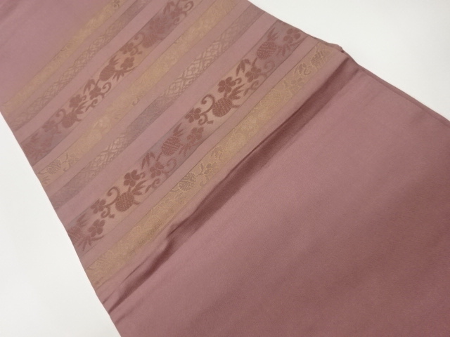 横段に笹蔓緞子・花菱模様織出し名古屋帯